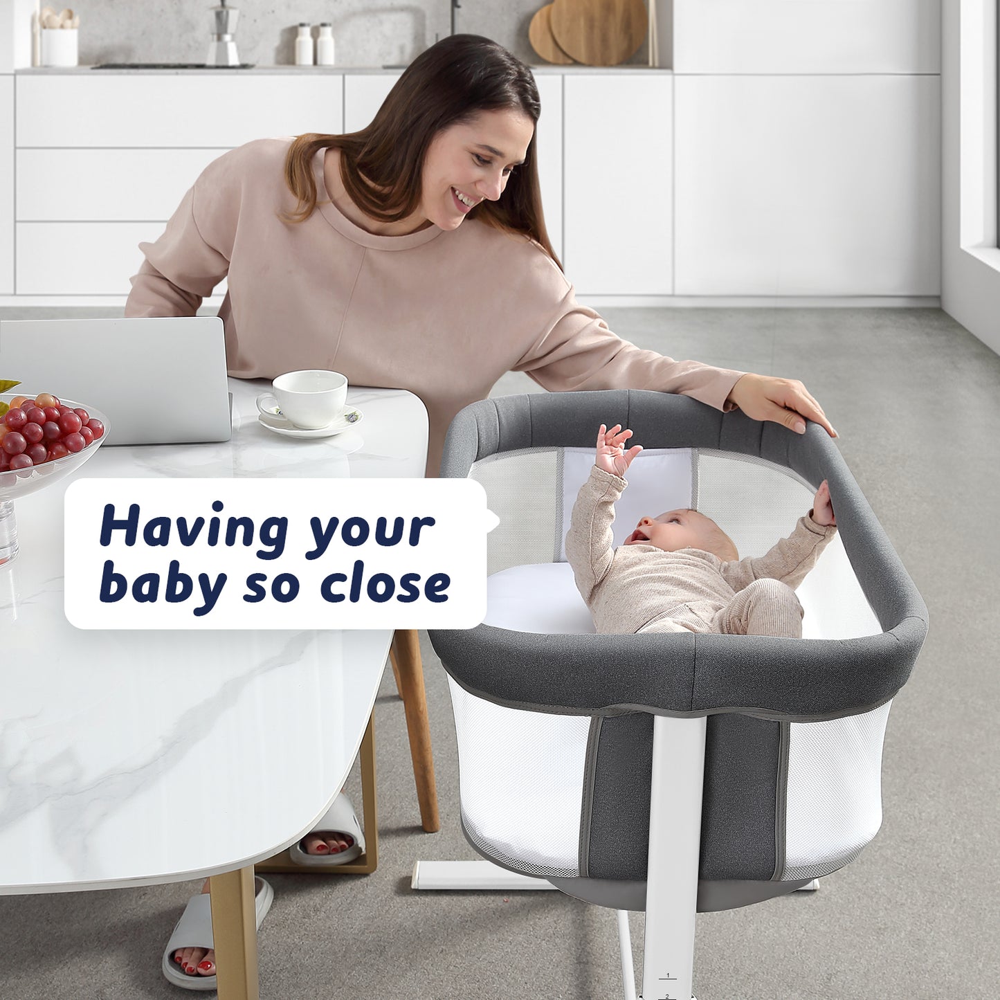 YACUL Bedside Bassinet for Baby Breathable Mesh Baby Bassinet