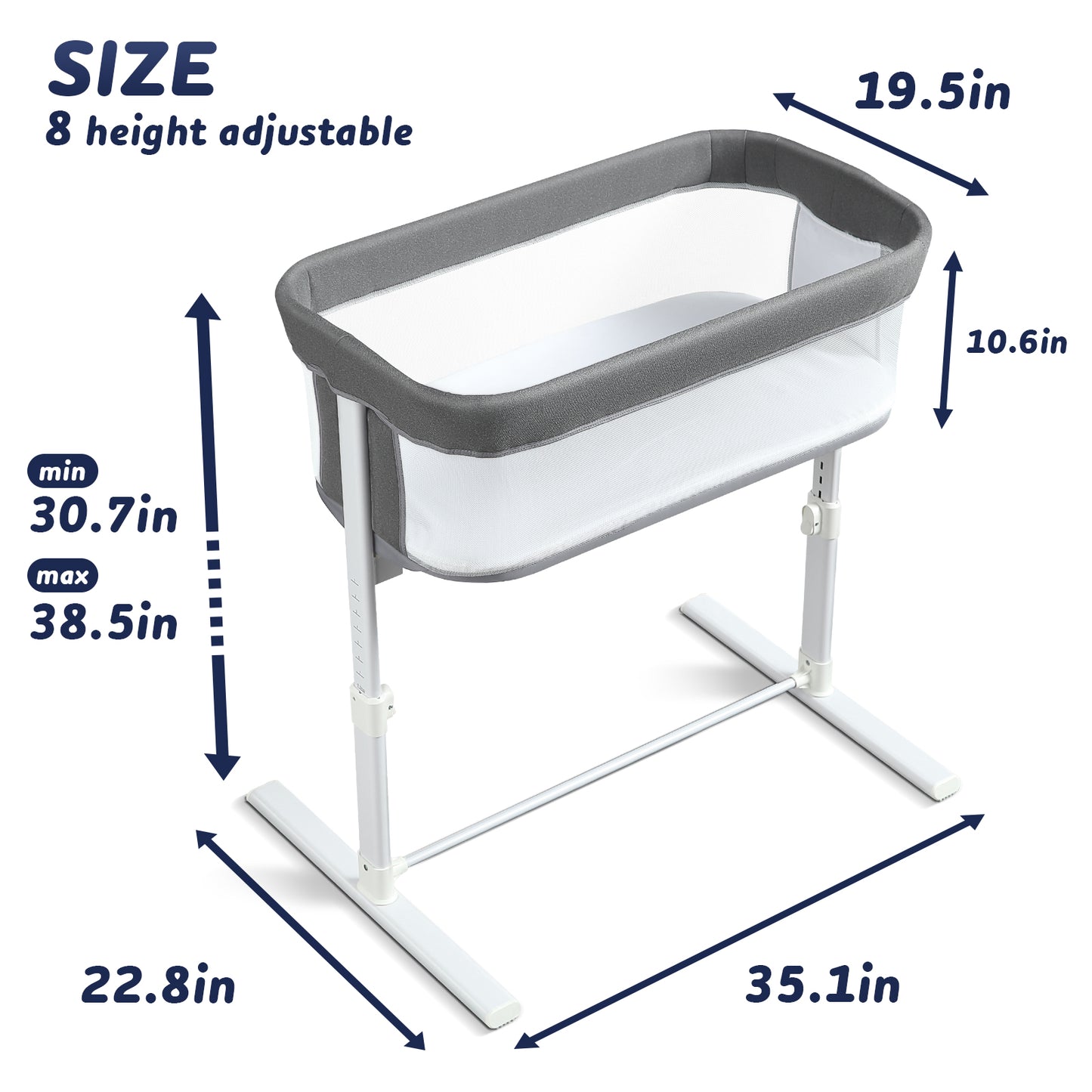 YACUL Bedside Bassinet for Baby Breathable Mesh Baby Bassinet