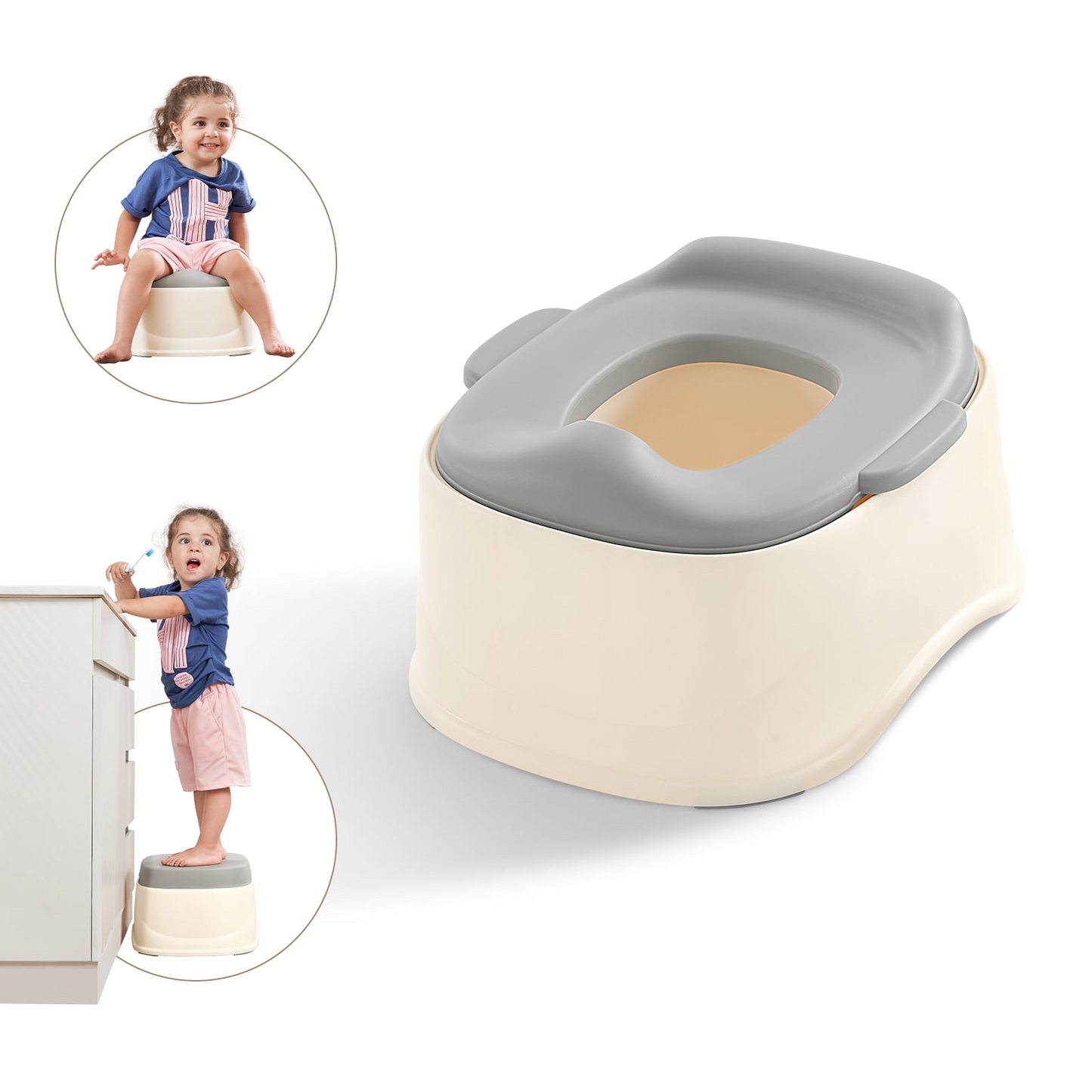 Yacul Potty Training Toilet for Kids, 3-in-1 Toddler Potty Seat Stepstool for Boys and Girls Training (6-72 Month)