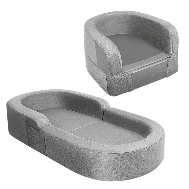 Yacul Foldable Toddler Travel Bed, Portable Baby Sofa Chair Folding Floor Cot for Kids,Grey