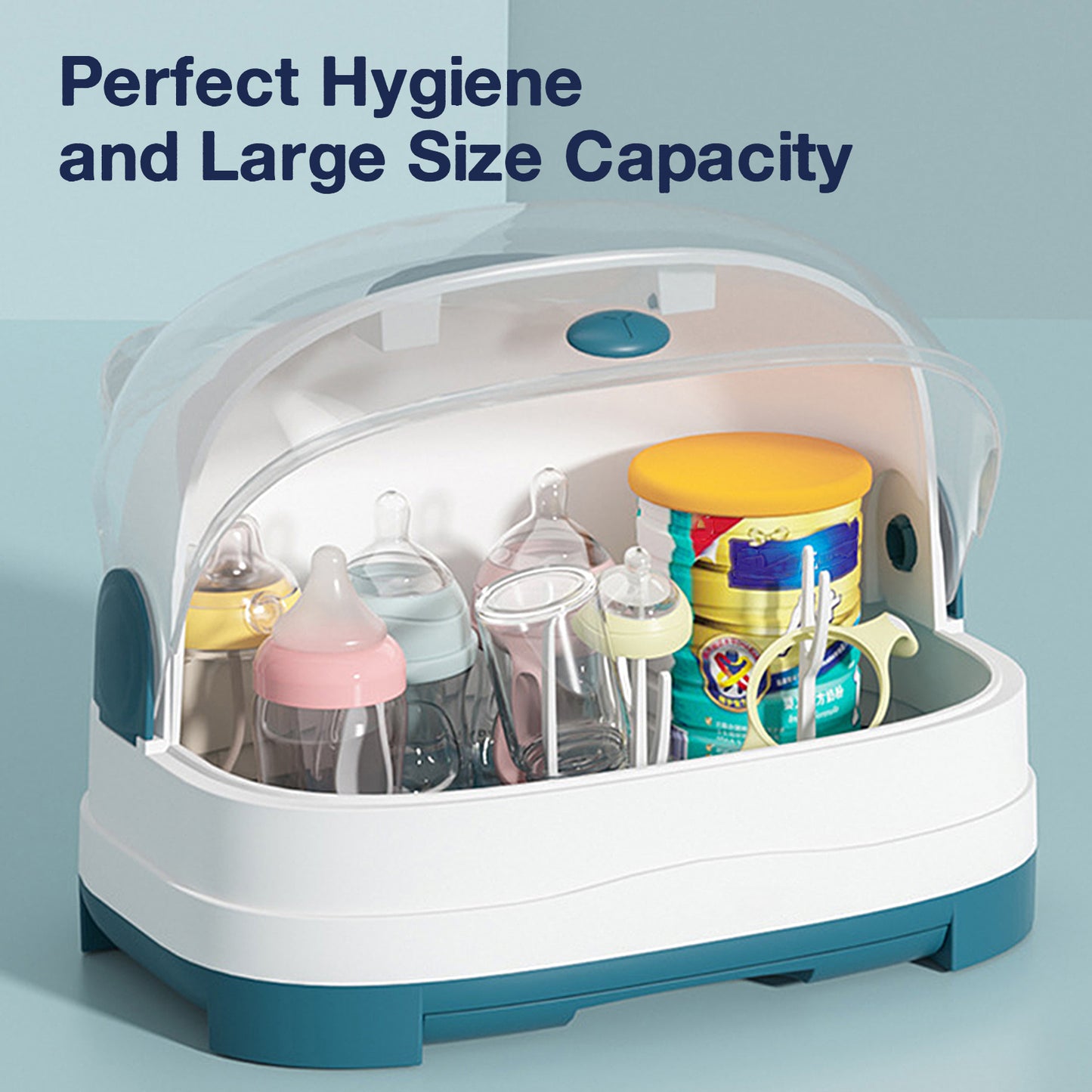 Yacul Baby Bottle Drying Rack with Cover for Home Kitchen Travel, Large Capacity Toddler Bottles Storage Organizer