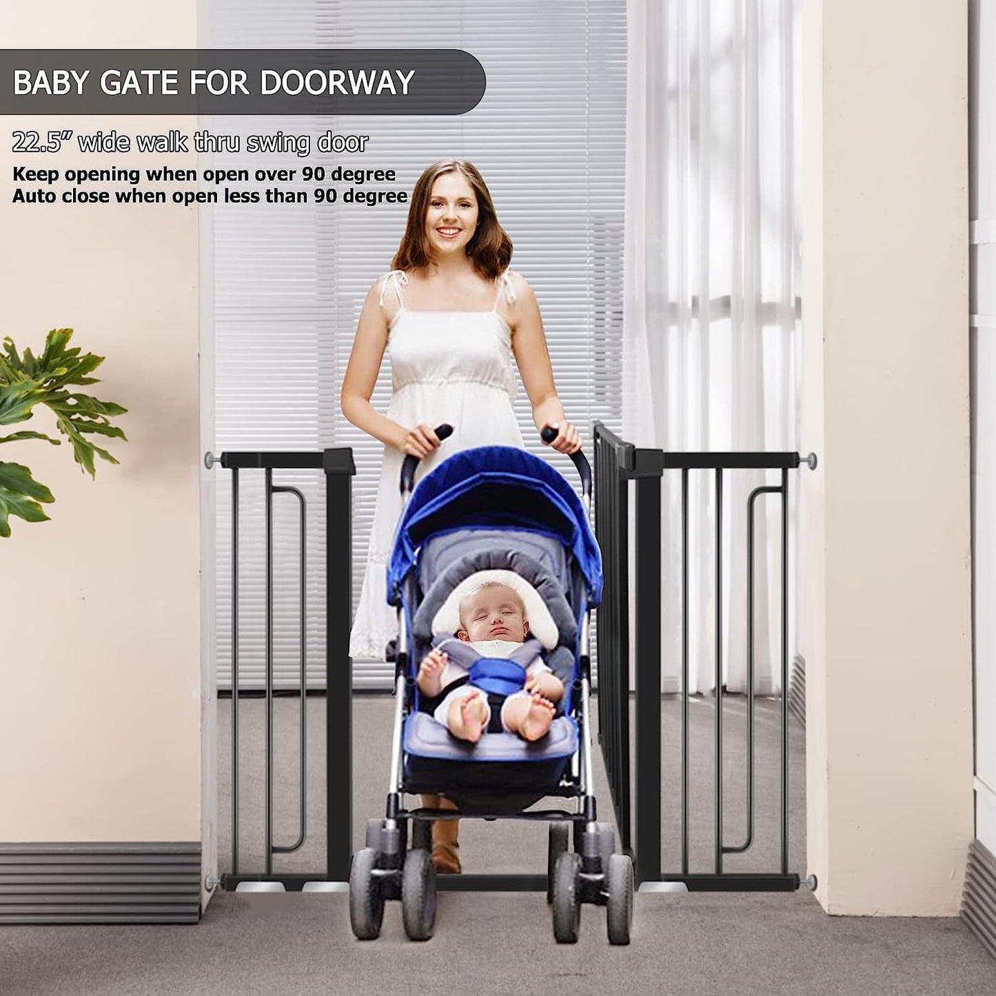 Yacul 36" Extra Tall Baby Gate for Stairs, 29.93"~51.5" Extra Wide Baby Gates