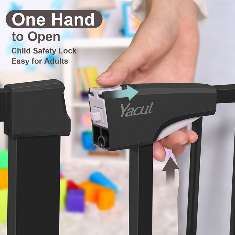YACUL Baby pet‘s Gate, 29.93"-51.5" Extra Wide Pressure Mounted Gates, Height 30" black