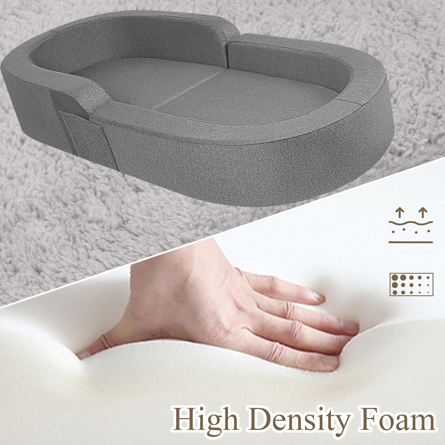 Yacul Foldable Toddler Travel Bed, Portable Baby Sofa Chair Folding Floor Cot for Kids,Grey