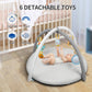 Baby Play Gym Mat, Yacul Thick Soft Baby Gym Tummy Time Activity Mat with Detachable Toys, Stage-Based Developmental Activity Gym & Play Mat for Baby to Toddler
