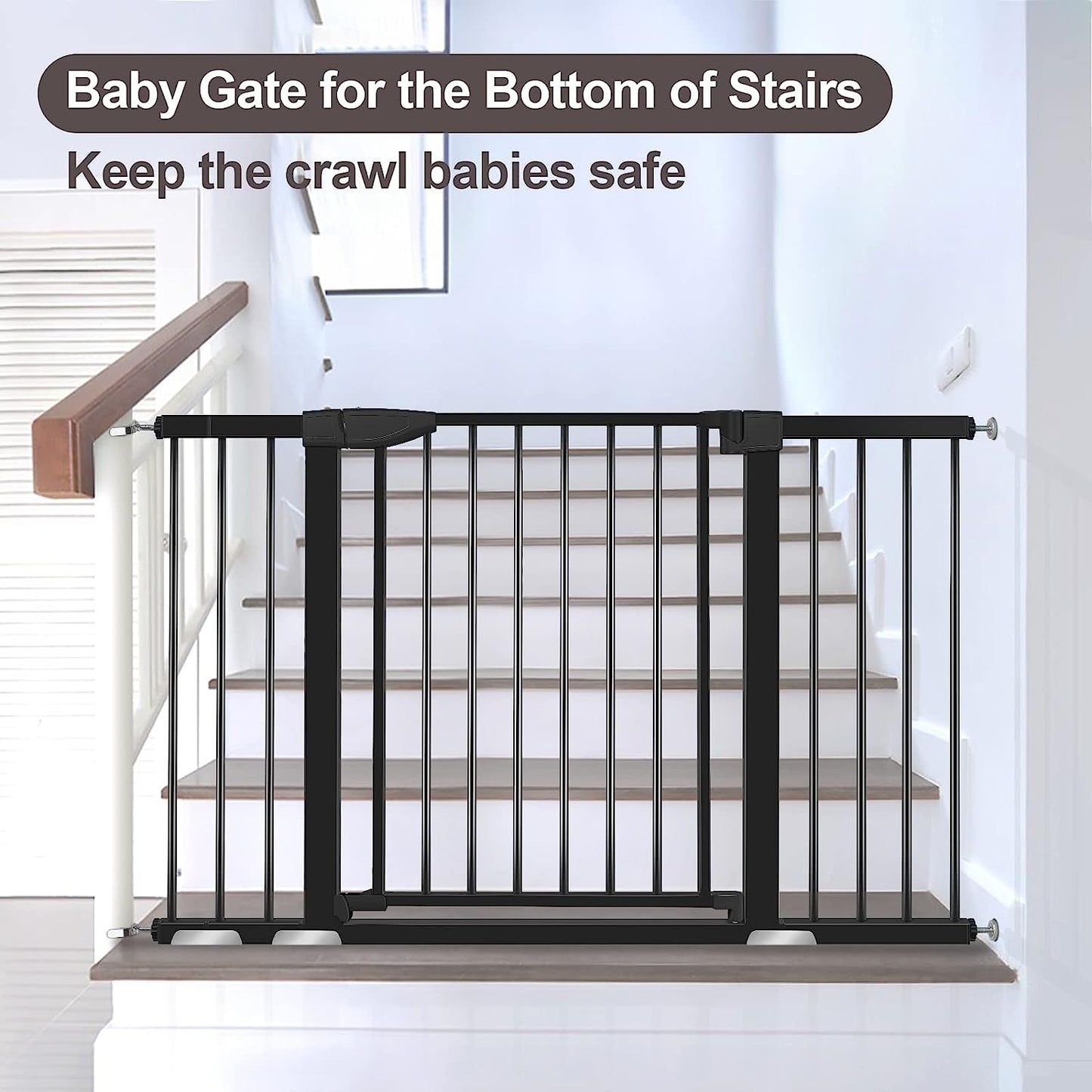 YACUL Baby pet‘s Gate, 29.93"-51.5" Extra Wide Pressure Mounted Gates, Height 30" black