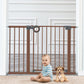 YACUL Baby Gate for Stairs, 29.3"-51.5" Extra Wide Child Safety Gates, Brown
